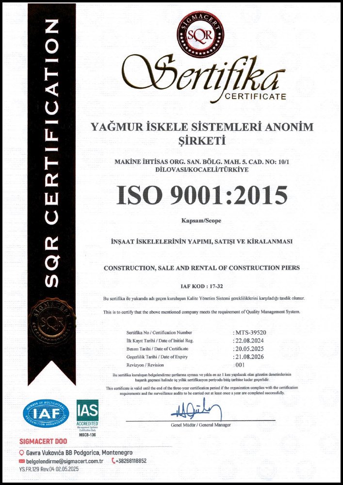 iso9001 yagmuriskele - CERTIFICATE