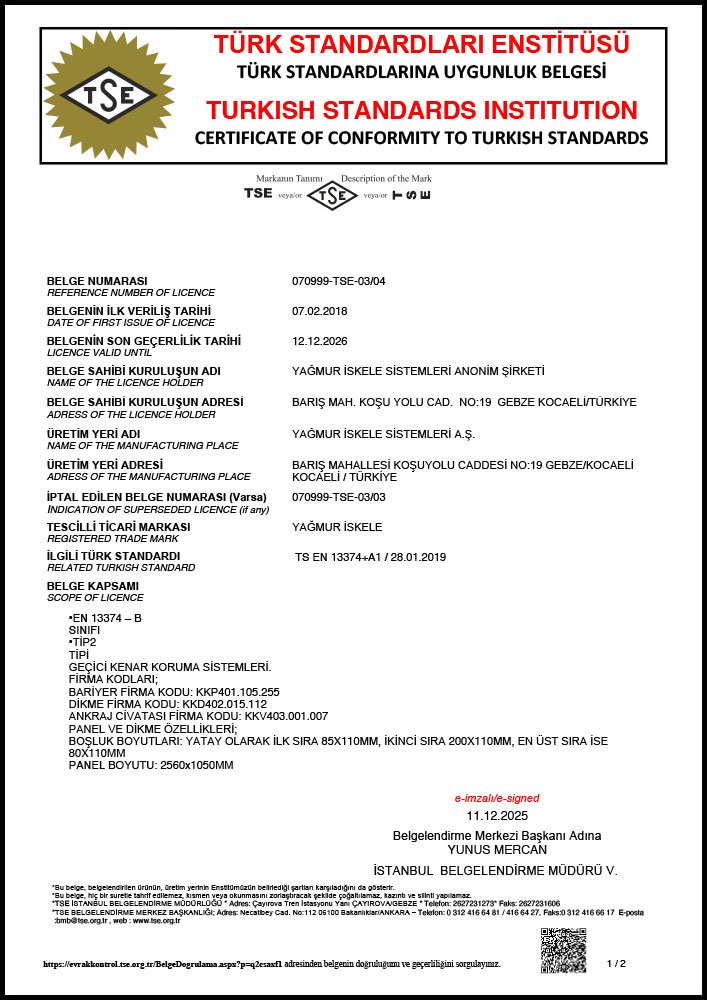 YAGMUR ISKELE TS EN 13374 A1 12 12 2026 - CERTIFICATE