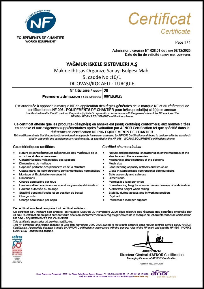 equipmentdechantier yagmur sertifika - CERTIFICATE