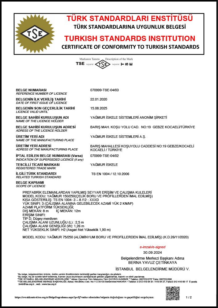 ts en 1004 sertifika - CERTIFICATE